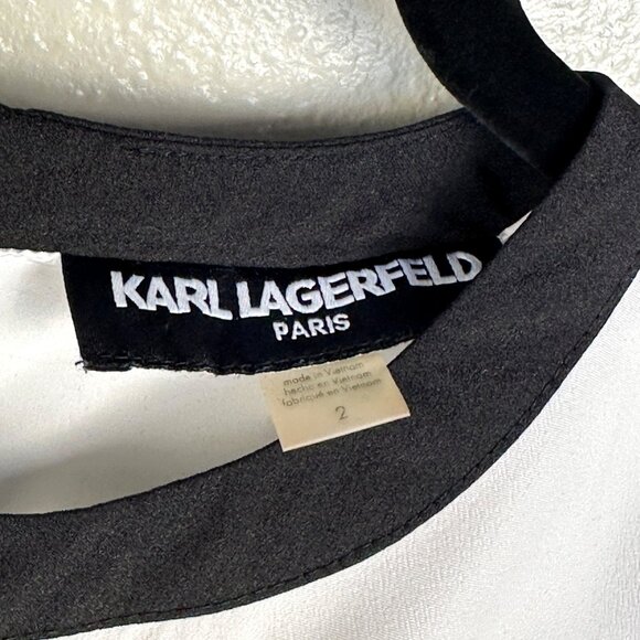 KARL LAGERFELD PARIS Colorblock Sheath Womens Dress Size 2 Feminine OldMoney - Picture 3 of 13